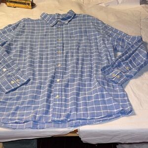 Orvis XL Blue Check Performance Linen Men's Shirt